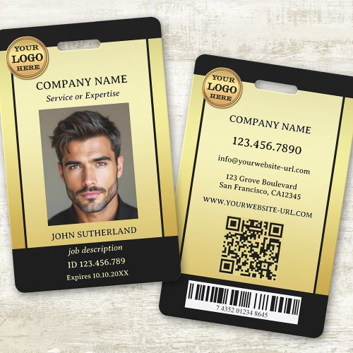 Professional gold black photo ID badge