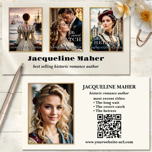 Romance author book cover photo business card