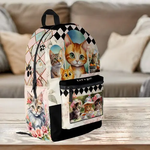 Boho chic crazy cat lady scrapbook backpack
