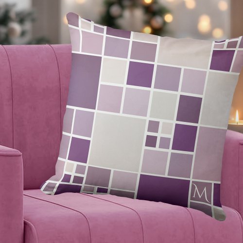 Modern purple mosaic checkered pillow for living room styling