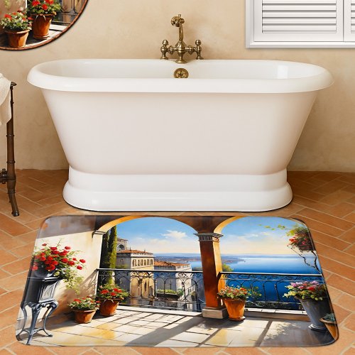 Mediterranean coast Italian balcony bath mat