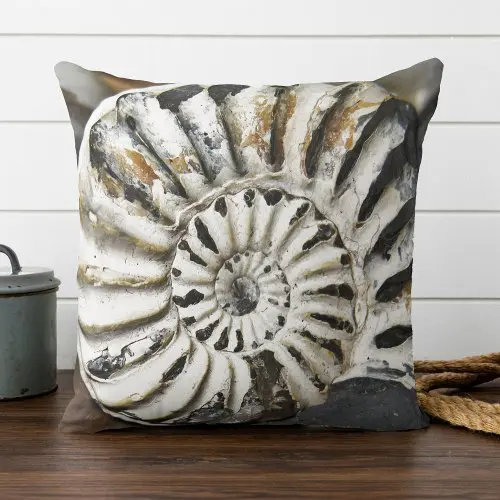 Petrified fossil industrial nautical pillow