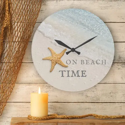 Starfish waves beach house wall clock