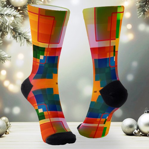 Colorful abstract modern art creative pattern socks