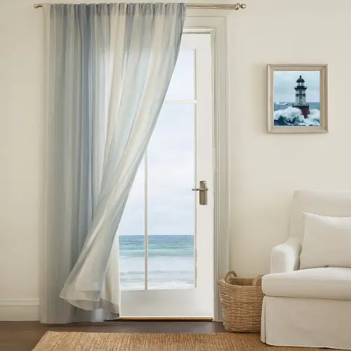 Elegant pastel striped earth tone beach pattern curtain