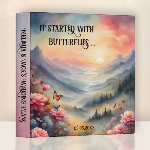 Watercolor butterflies wedding planner binder