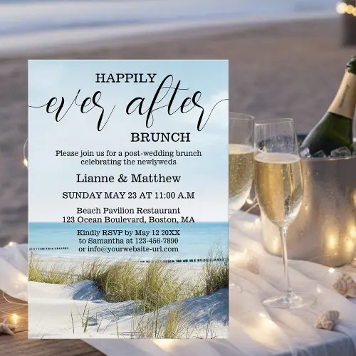 Modern beach and dunes wedding brunch invitation