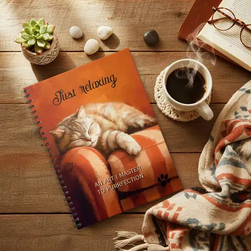 Relaxing ginger cat notebook