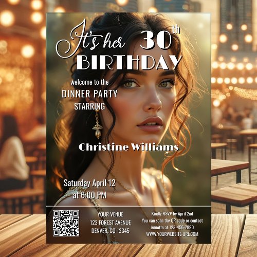Adult magazine cover stylish birthday dinner party invitation