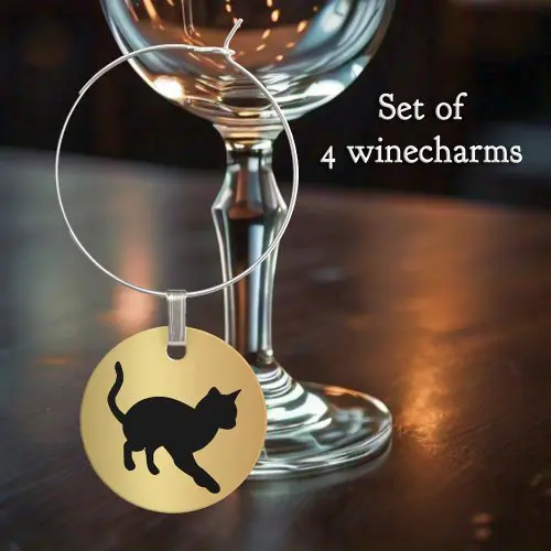 Black cats on gold 4 styles wine charms