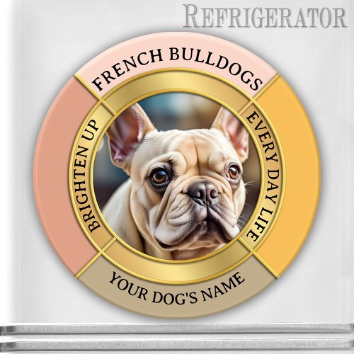 Custom French bulldog gold pastel photo frame magnet