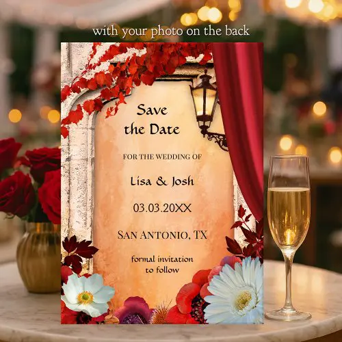 Your photo classic Italian floral Save the Date card