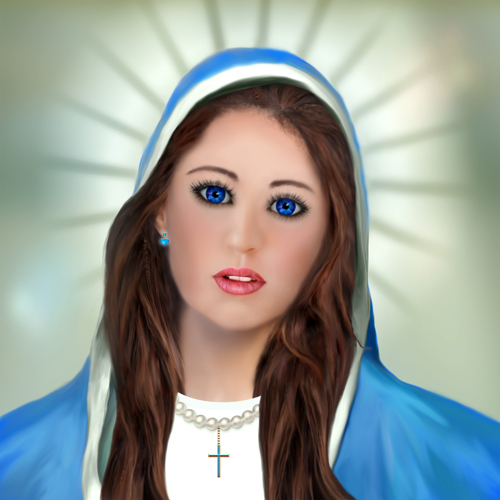 Original fine art painting of the virgin Mary by © Anne Vis 2020