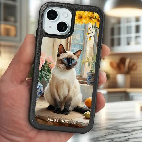 Artistic fine art painted Siamese cat phone case