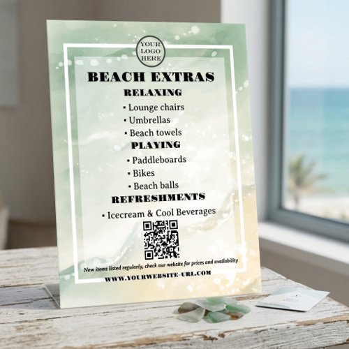 Coastal beach rental QR code pedestal sign