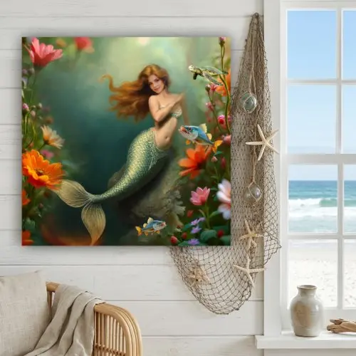 Enchanted underwater garden ocean mermaid acrylic wall art