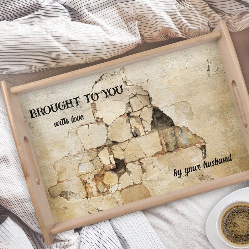 Grunge brick industrial love serving tray
