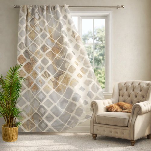 Modern geometric marble gold pattern curtains