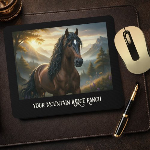 Mystical horse equestrian personalized mountain ranch mouse pad