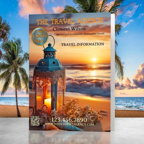 Romantic honeymoon travel agency pocket folder