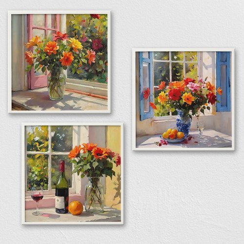 Watercolor flower bouquets still life peel and stick photo wall art
