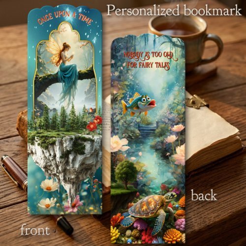 Whimsical fairy tale enchanted sea life personalized bookmark
