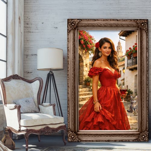 Italy - stylish lady with a glass of wine