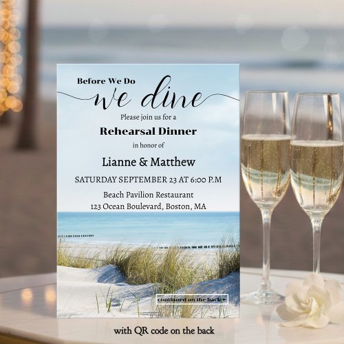 Modern beach and dunes wedding rehearsal dinner invitation