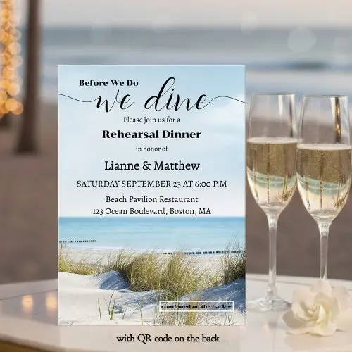 Modern beach and dunes wedding rehearsal dinner invitation