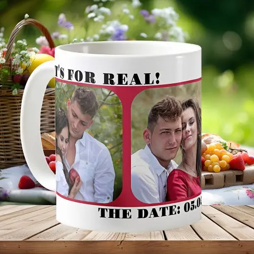 Modern elegant and simple Save the Date photo mug