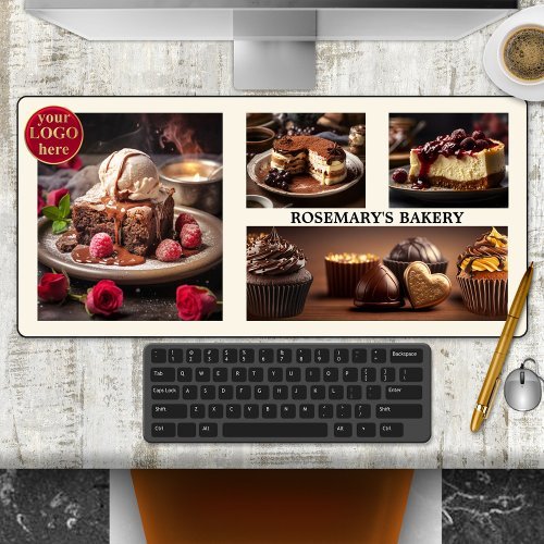 Custom photo collage sweet bakery chocolate cake desk mat