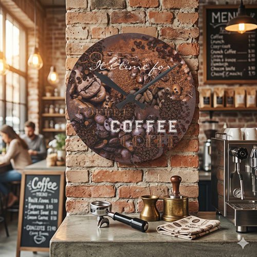 Rustic roasted coffee beans wall clock