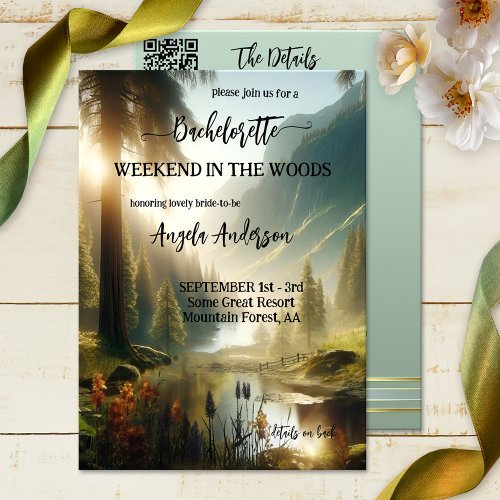 Weekend in the woods enchanted forest bachelorette invitation