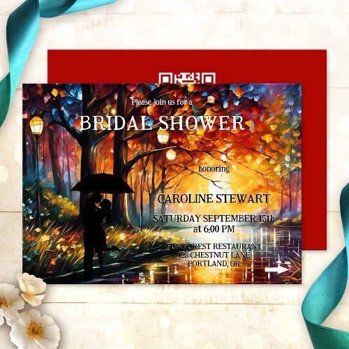 Whimsical colorful artistic fall bridal shower invitation