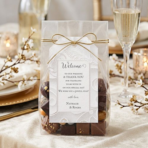 White floral embossed wedding welcome Thank You favor gift tags
