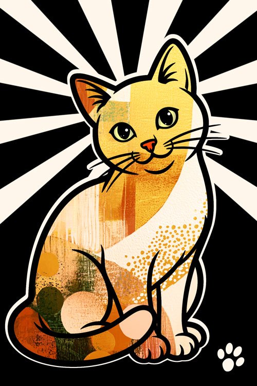 Colorful primitive art inspired cat painting 3