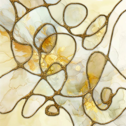 Gold abstract neurographic art with pattern