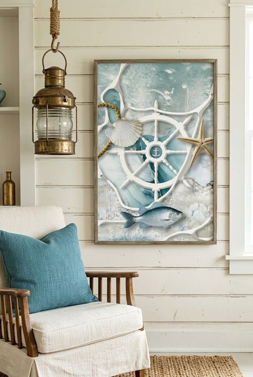 Neurographic inspired nautical style painting
