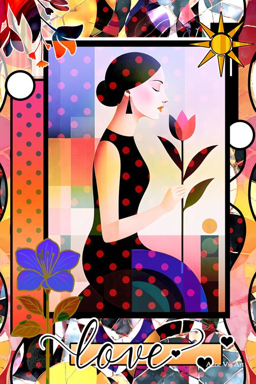 Colorful fun collage love painting