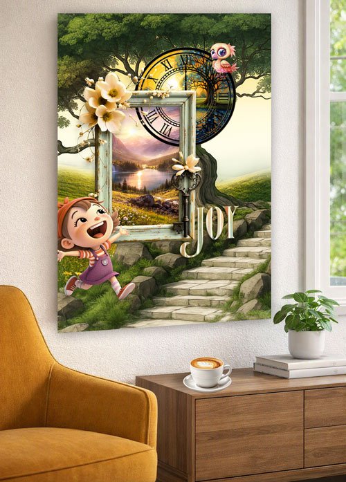 Playful joy themed artistic collage by Anne Vis