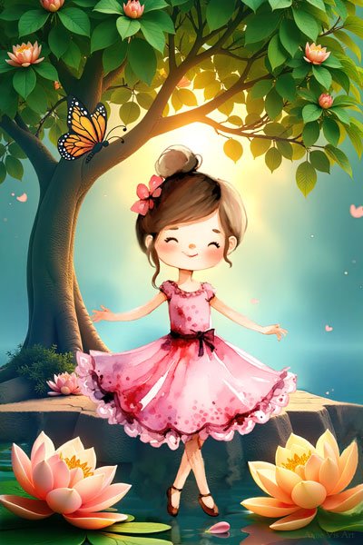 Cute ballerina girly art for children - by Anne Vis