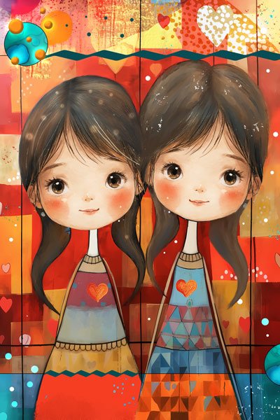 Colorful twins - art by Anne Vis