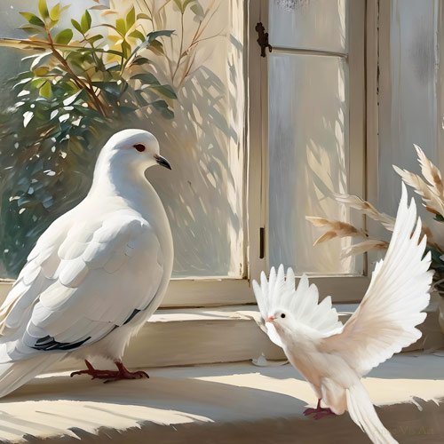 White Doves Bringing Peace
