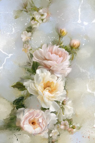Elegant retro pastel peony flowers